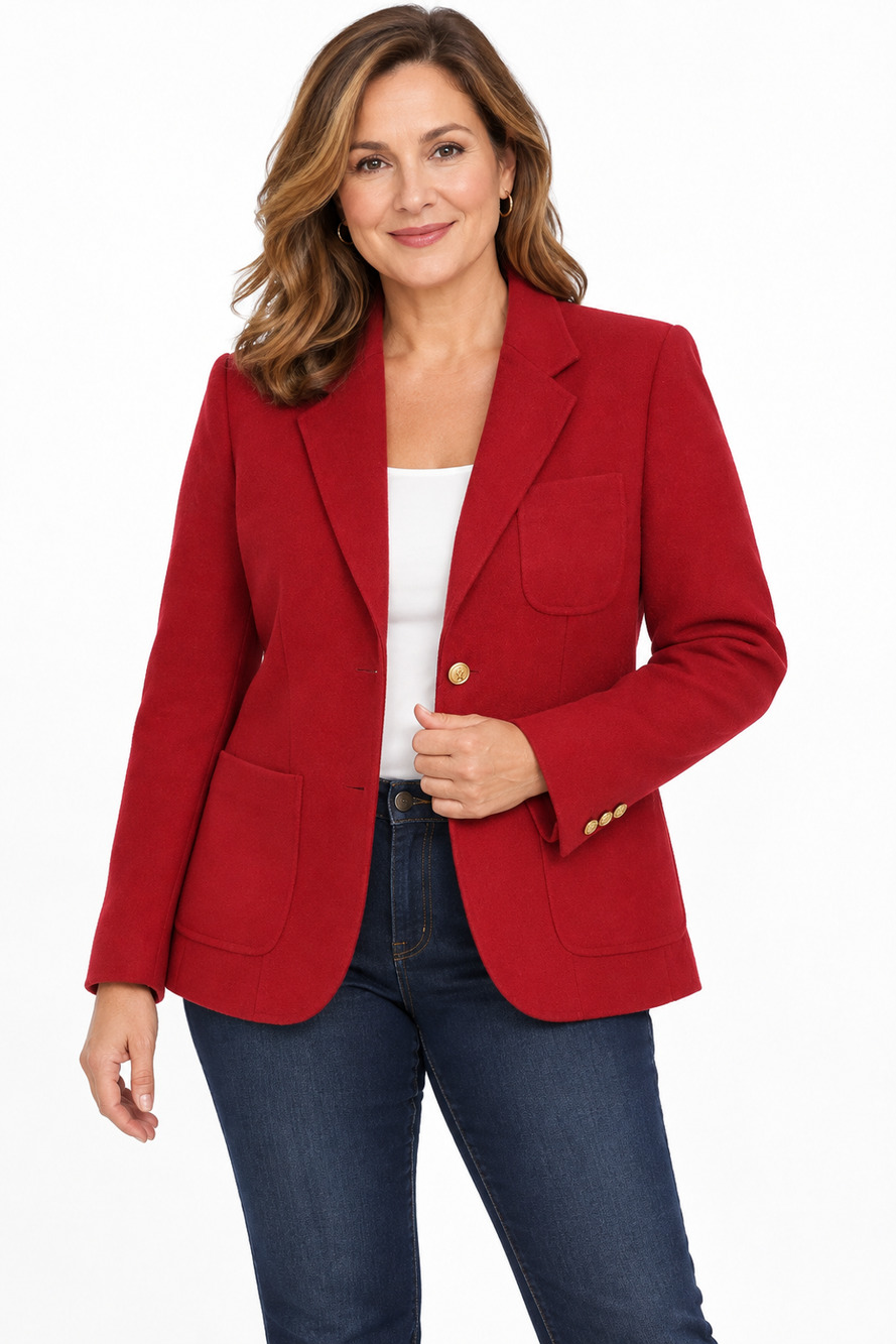 Vintage JG Hook Blazer Jacket Womens Size 8 Red Gold Anchor Buttons Office Siren